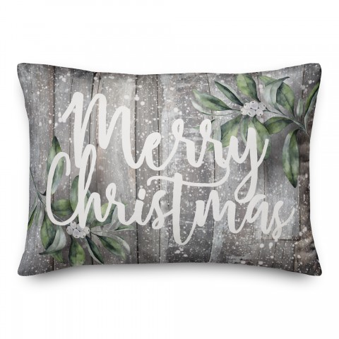 Merry Chistmas Aspen Wood 14x20 Spun Poly Pillow