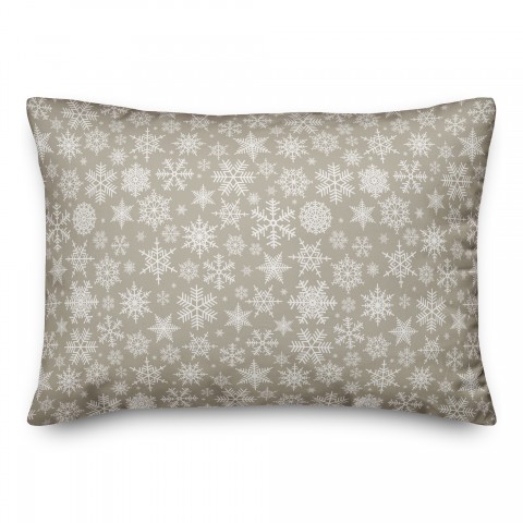Snowflakes on Beige 14x20 Spun Poly Pillow