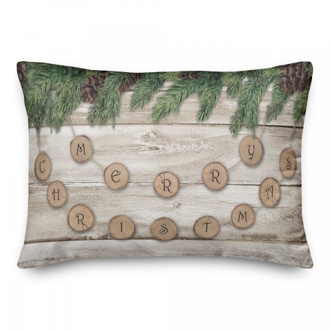 Christmas Wood Banner 14x20 Spun Poly Pillow