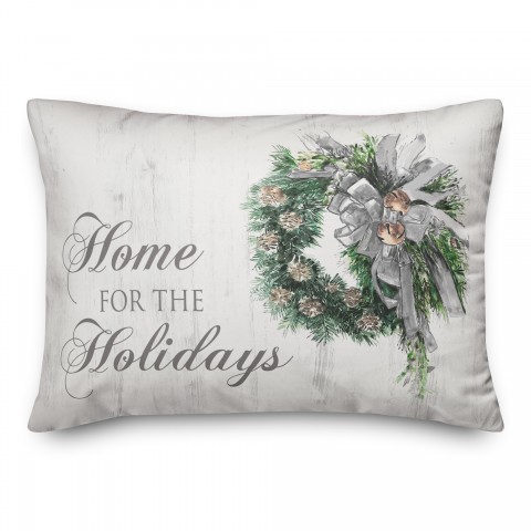 Watercolor Wreath Home for the Holidays 14x20 Spun Poly Pillow
