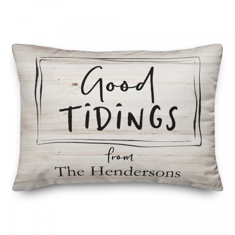 Black and White Good Tidings 14x20 Personalized Spun Poly Pillow