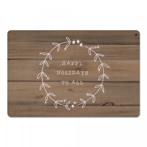 Happy Holidays Rustic Wood 27x18 Floor Mat