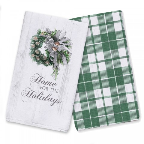 Watercolor Wreath Home for the Holidays Textiles Collection