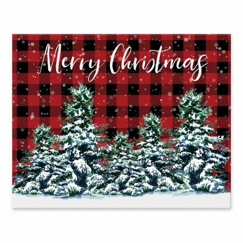 Watercolor Pine Trees Merry Christmas 8x10 Tabletop Canvas