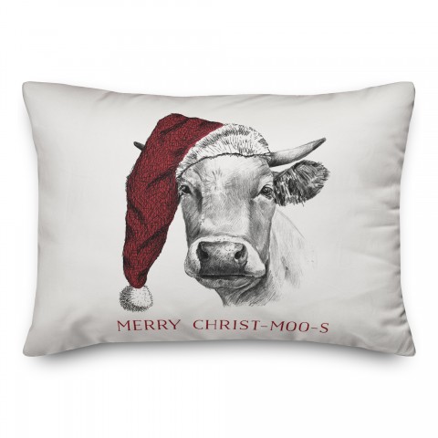 Charcoal Bull Merry Christmoos 14x20 Spun Poly Pillow