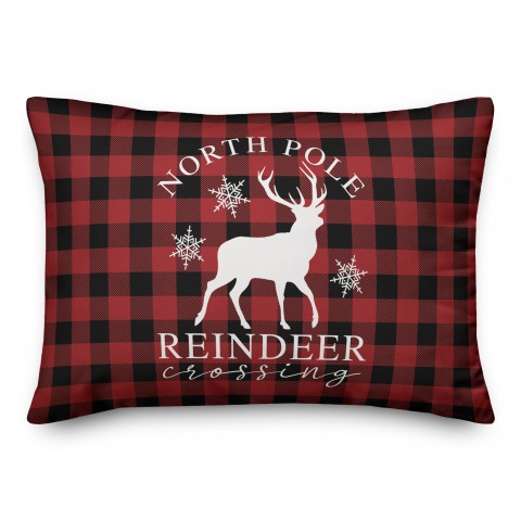 North Pole Reindeer Crossing 14x20 Spun Poly Pillow