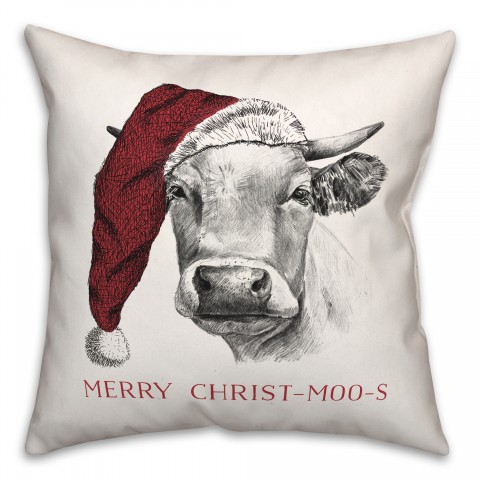 Charcoal Bull Merry Christmoos 18x18 Spun Poly Pillow