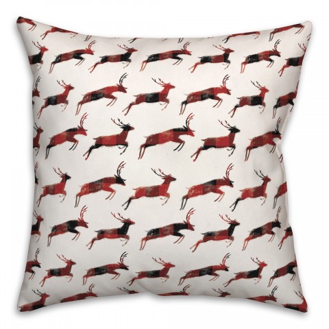 Buffalo Check Watercolor Deer Pattern 18x18 Spun Poly Pillow