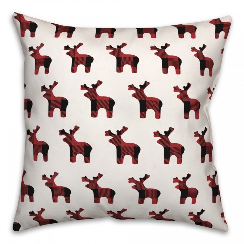 Buffalo Check Deer Pattern 18x18 Spun Poly Pillow