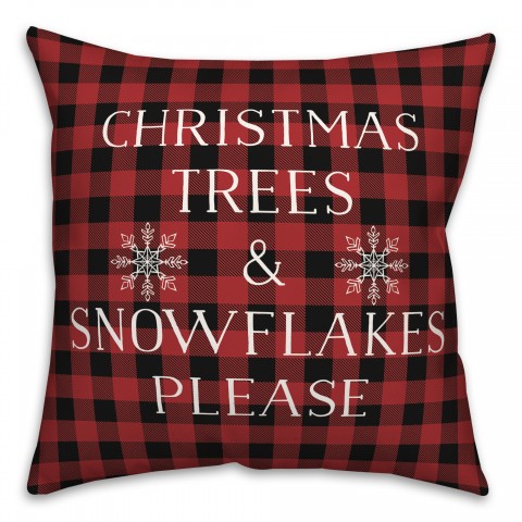 Christmas Trees Snowflakes Please 18x18 Spun Poly Pillow
