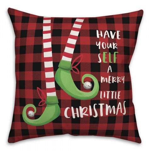 Have Yourself a Merry Christmas Plaid 18x18 Spun Poly Pillow