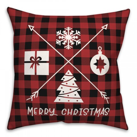 Merry Christmas Icons 18x18 Spun Poly Pillow