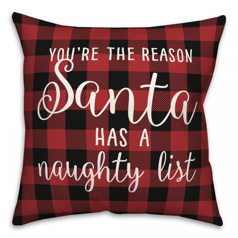 Santa Naughty List 18x18 Spun Poly Pillow