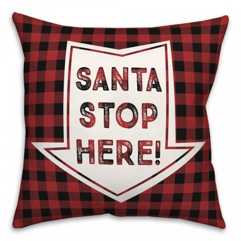 Santa Stop Here Arrow 18x18 Spun Poly Pillow