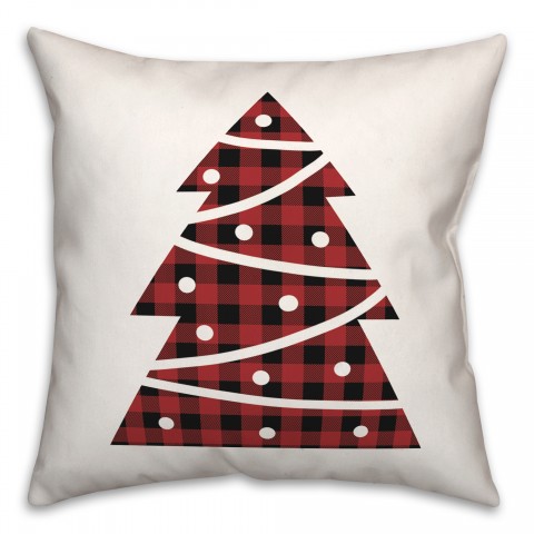 Simple Christmas Tree Plaid 18x18 Spun Poly Pillow