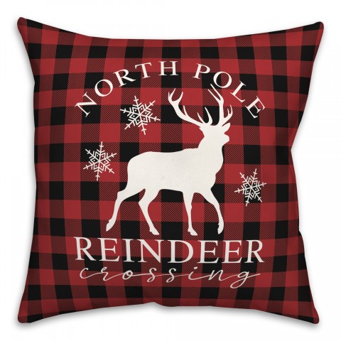 North Pole Reindeer Crossing 18x18 Spun Poly Pillow