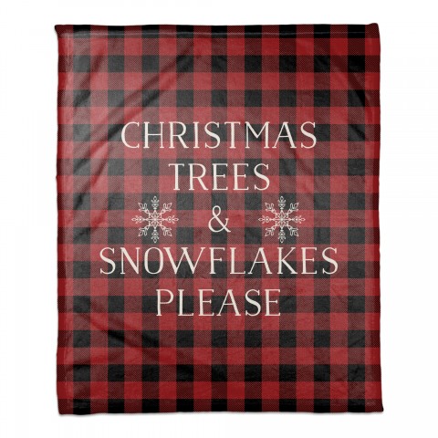 Christmas Trees Snowflakes Please 50x60 Coral Fleece Blanket
