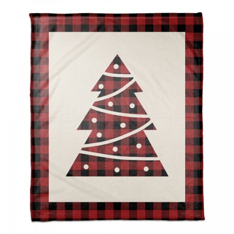 Simple Christmas Tree Plaid 50x60 Coral Fleece Blanket
