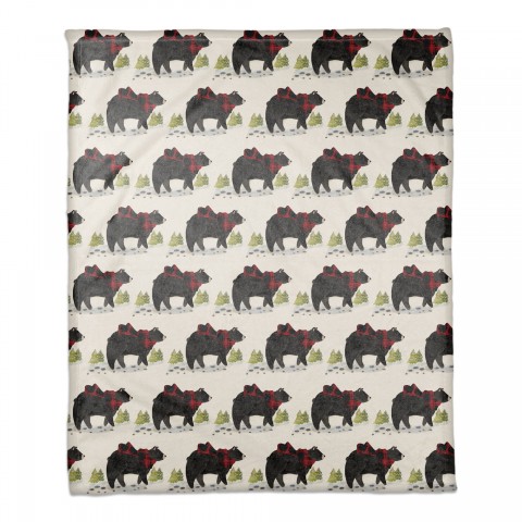 Black Bear Pattern 50x60 Coral Fleece Blanket