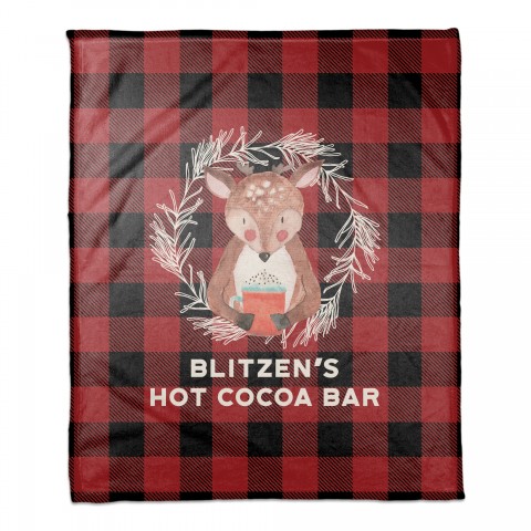 Reindeer Hot Cocoa Bar 50x60 Coral Fleece Blanket