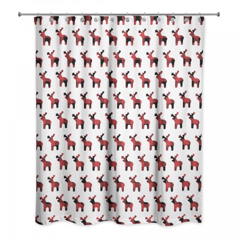 Buffalo Check Deer Pattern 71x74 Shower Curtain