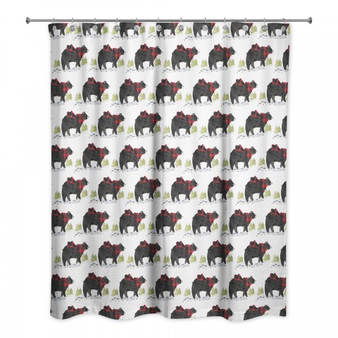 Black Bear Pattern 71x74 Shower Curtain