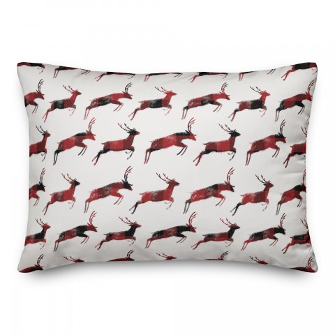 Buffalo Check Watercolor Deer Pattern 14x20 Spun Poly Pillow