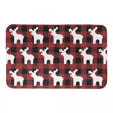Buffalo Check Deer Pattern Reverse 34x21 Bath Mat