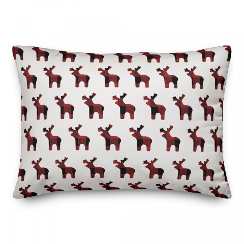 Buffalo Check Deer Pattern 14x20 Spun Poly Pillow