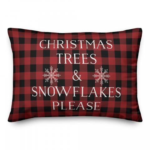 Christmas Trees Snowflakes Please 14x20 Spun Poly Pillow