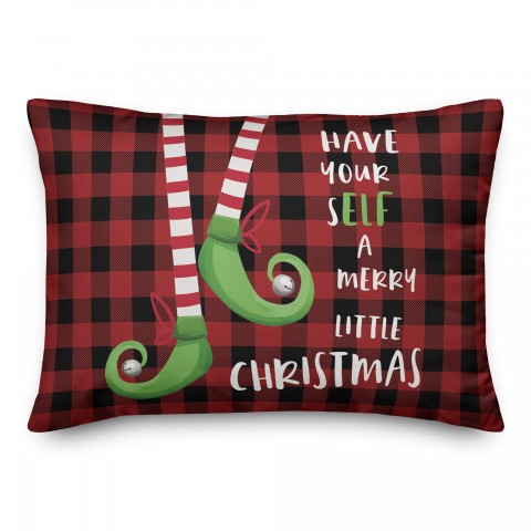 Have Yourself a Merry Christmas Plaid 14x20 Spun Poly Pillow