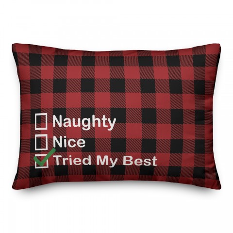 Naughty or Nice Plaid 14x20 Spun Poly Pillow