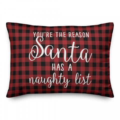 Santa Naughty List 14x20 Spun Poly Pillow