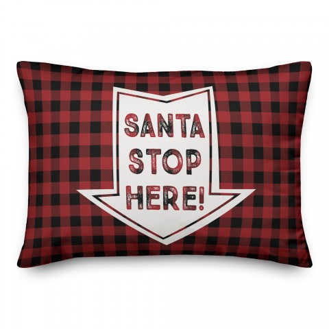 Santa Stop Here Arrow 14x20 Spun Poly Pillow