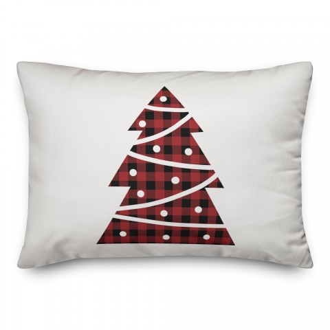 Simple Christmas Tree Plaid 14x20 Spun Poly Pillow