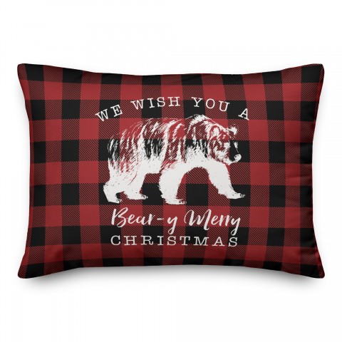 Beary Merry Christmas 14x20 Spun Poly Pillow
