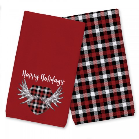 Happy Holidays Moose Antlers Textiles Collection