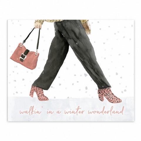 Fashion Walking in Winter Wonderland 8x10 Tabletop Canvas
