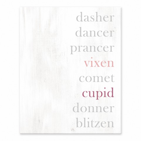 Reindeer Names with Pink Accents 8x10 Tabletop Canvas