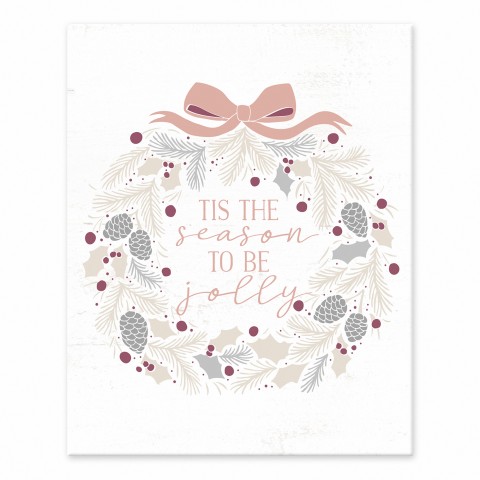 Tis the Season to be Jolly Wreath 8x10 Tabletop Canvas