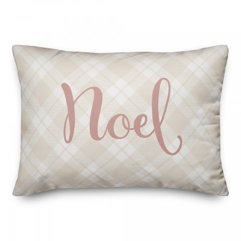 Blush Noel on Champagne Plaid 14x20 Spun Poly Pillow