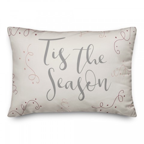 Tis the Season Pink Confetti 14x20 Spun Poly Pillow