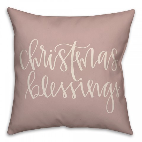 Christmas Blessings Script 18x18 Spun Poly Pillow