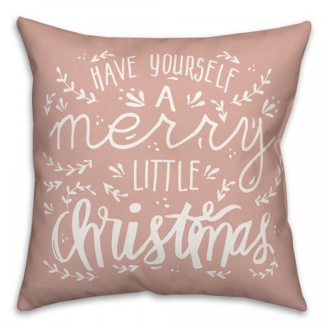 Merry Little Christmas on Blush 18x18 Spun Poly Pillow