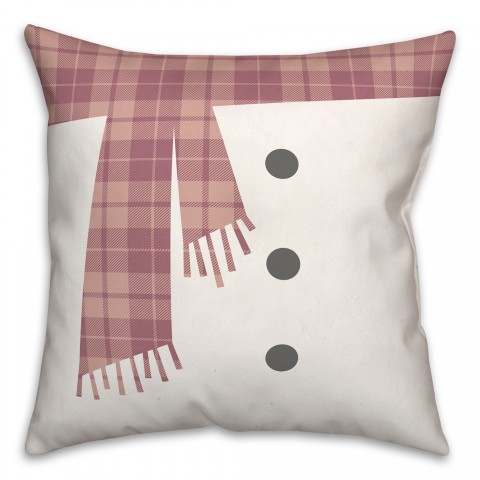 Pink Snowman Scarf and Buttons 18x18 Spun Poly Pillow