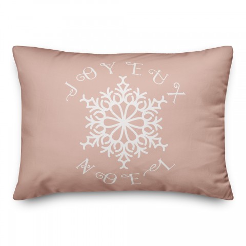 Joyeaux Noel Snowflake on Blush 14x20 Spun Poly Pillow