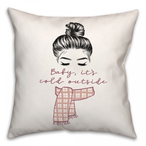 Baby It's Cold Outside Plaid 18x18 Spun Poly Pillow