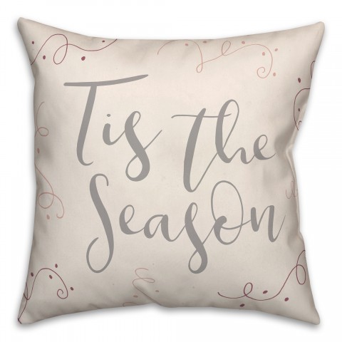 Tis the Season Pink Confetti 18x18 Spun Poly Pillow