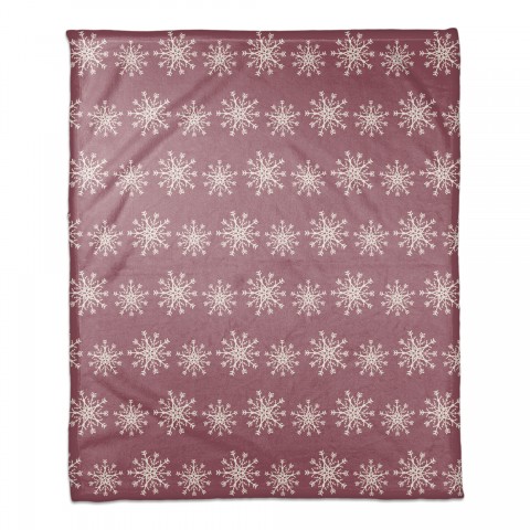 Snowflake Pattern on Wine Color 50x60 Coral Fleece Blanket