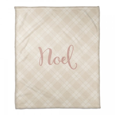 Blush Noel on Champagne Plaid 50x60 Coral Fleece Blanket